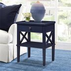 Comfort Pointe Marta Midnight Blue Wood 1-Drawer Nightstand with Storage Shelf