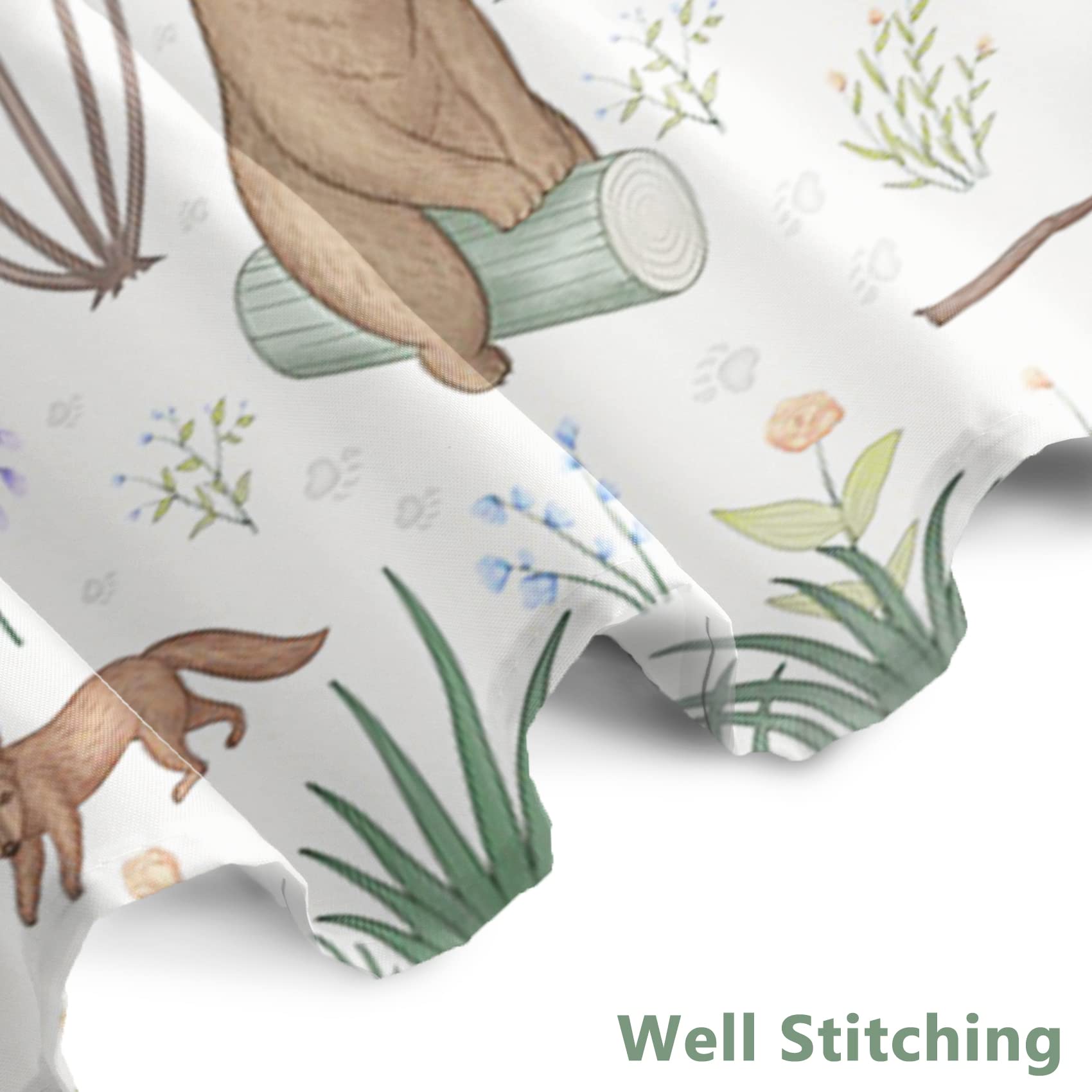 Awert Cute Shower Curtain With Hooks Green Forest Shower Curtain With Wild Animals Bear Moose Deer Fox Deor Bathroom 72X72 Inch