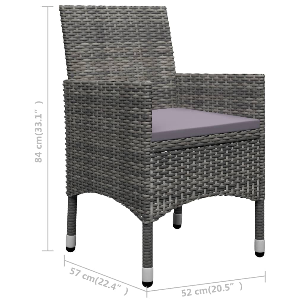 vidaXL Patio Dining Set 3 Piece, Outdoor Dining Table and Chairs, Patio Furniture Set, Conversation Set for Garden, Farmhouse, Gray