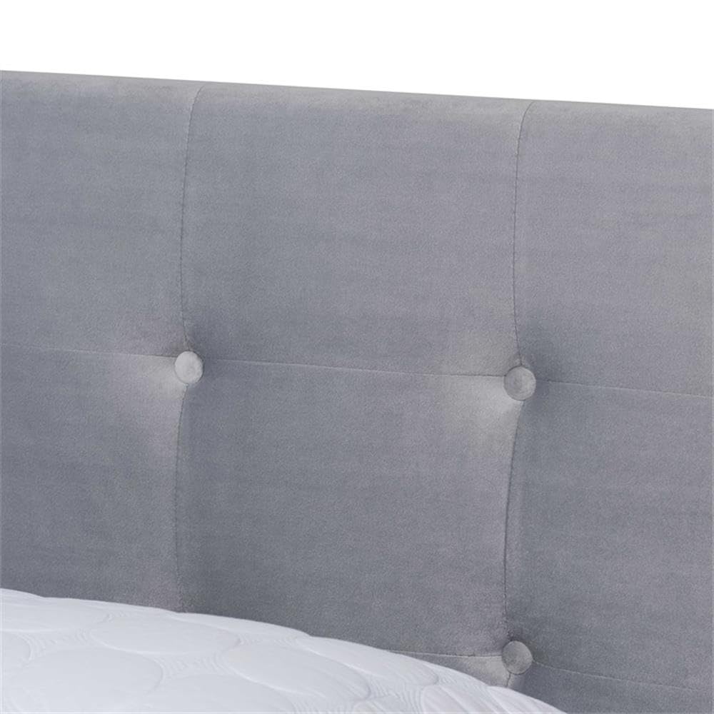 Baxton Studio Caprice Modern and Contemporary Glam Grey Velvet Fabric Upholstered Full Size Panel Bed