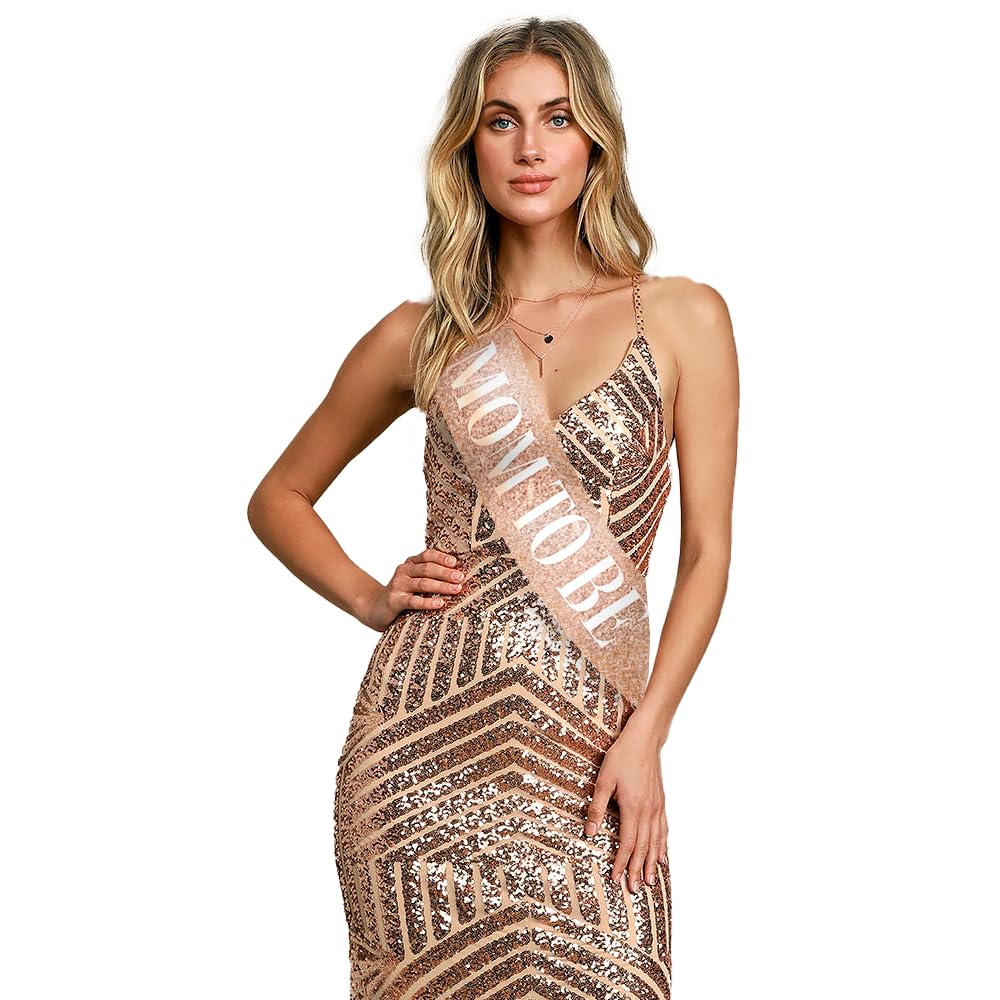 Magicshop4U Mom To Be Sash - Mom To Be Rose Satin Sash - Baby Shower Decorations, Gender Reveal, Welcome Baby, Baby Sprinkle, Ba