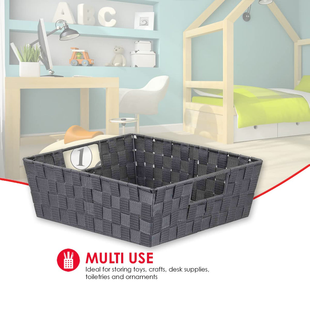 Grey Non-Woven Storage Bin With Open Handles By Home Basics | Closet Organization Essential