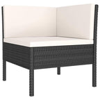 vidaXL Black Poly Rattan Outdoor Lounge Set of 3: Weather-Resistant Patio Furniture with Cushions - Modular Design for Versatile Placement.