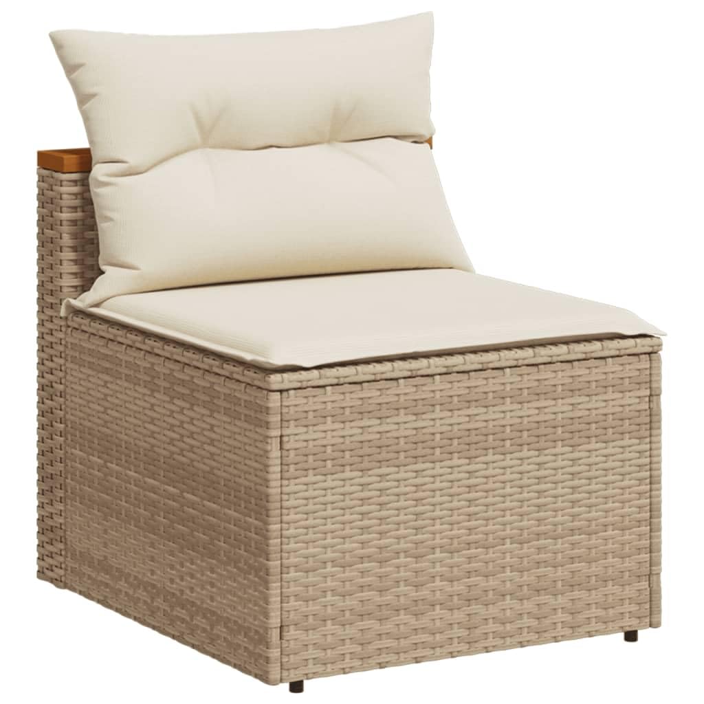 vidaXL Armless Patio Sofas - Beige Poly Rattan Outdoor Seating with Cream White Cushions, Weather-Resistant & Modular Design