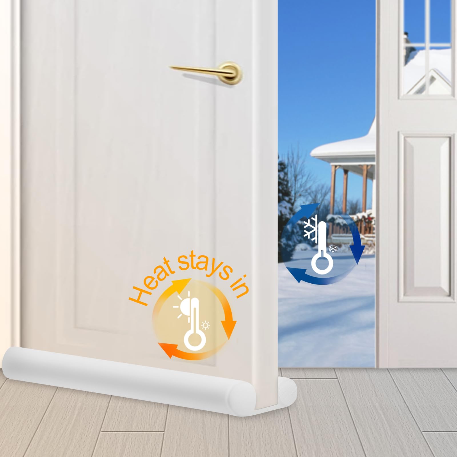 Maxtid Under Door Draft Blocker 36' Door Sealers For Bottom Of Door Seal Strip Block Air Double Door Draft Stopper White Door Sweep Noise Cancelling Weather Seal