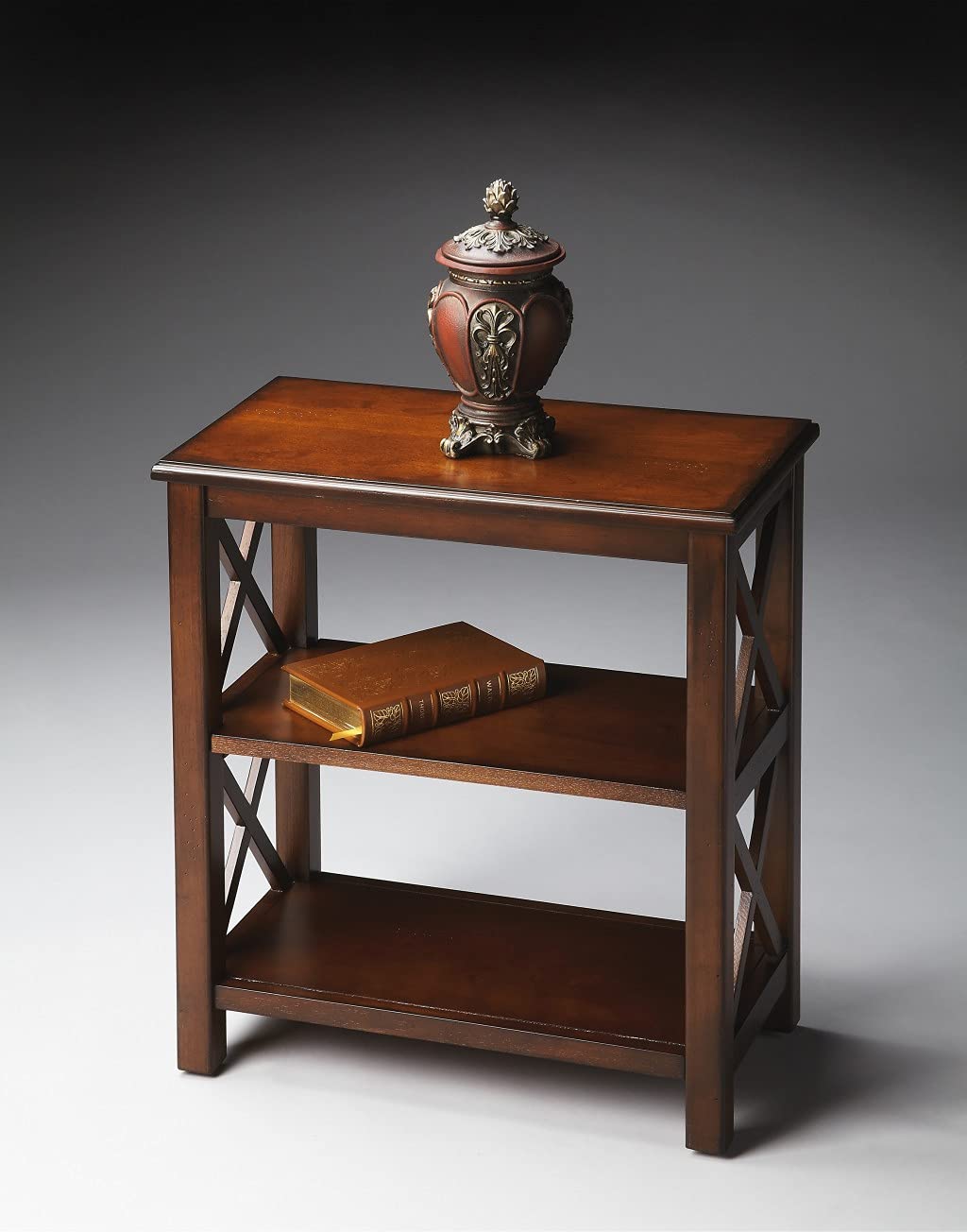 HomeRoots Dark Brown Poplar Solids, MDF, Cherry Veneer Vance Plantation Cherry Bookcase