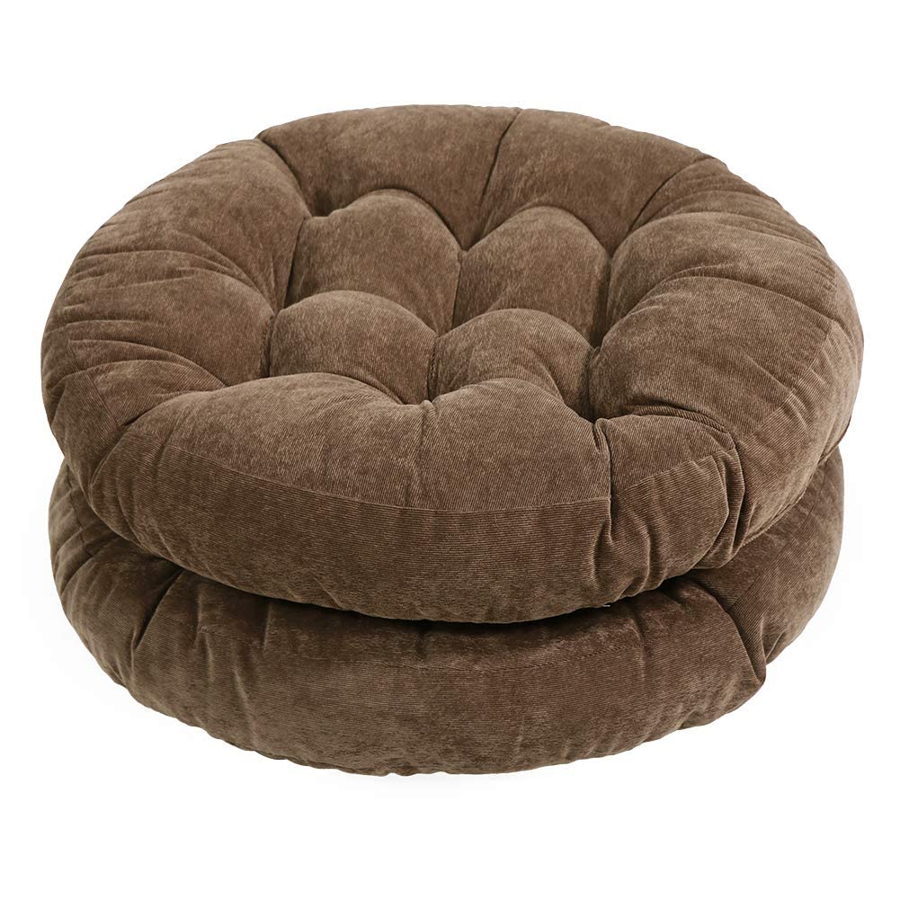 Tiita Round Chair Cushions 22X22 Inch Outdoor Seat Pads Set Of 2 Throw Floor Pillows For Adults Sitting Patio Garden, Coffee