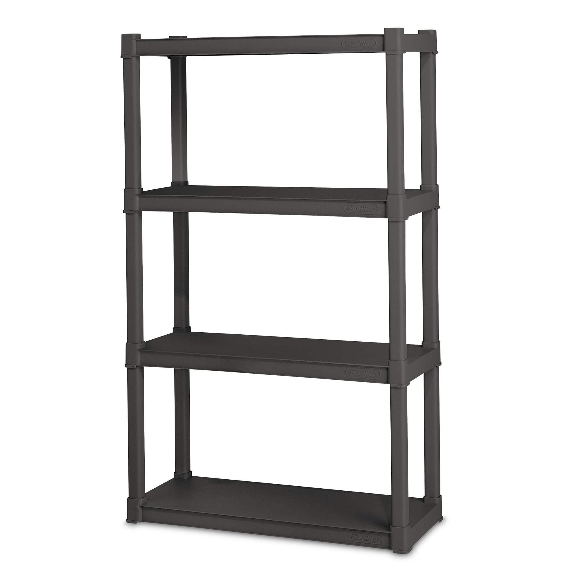 Sterilite 2-Pack Plastic Storage Shelves, Heavy Duty Shelving Unit, 4 Shelf, Gray