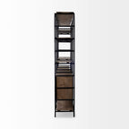 HomeRoots Medium Brown Wood and Metal Multi Shelves Shelving Unit