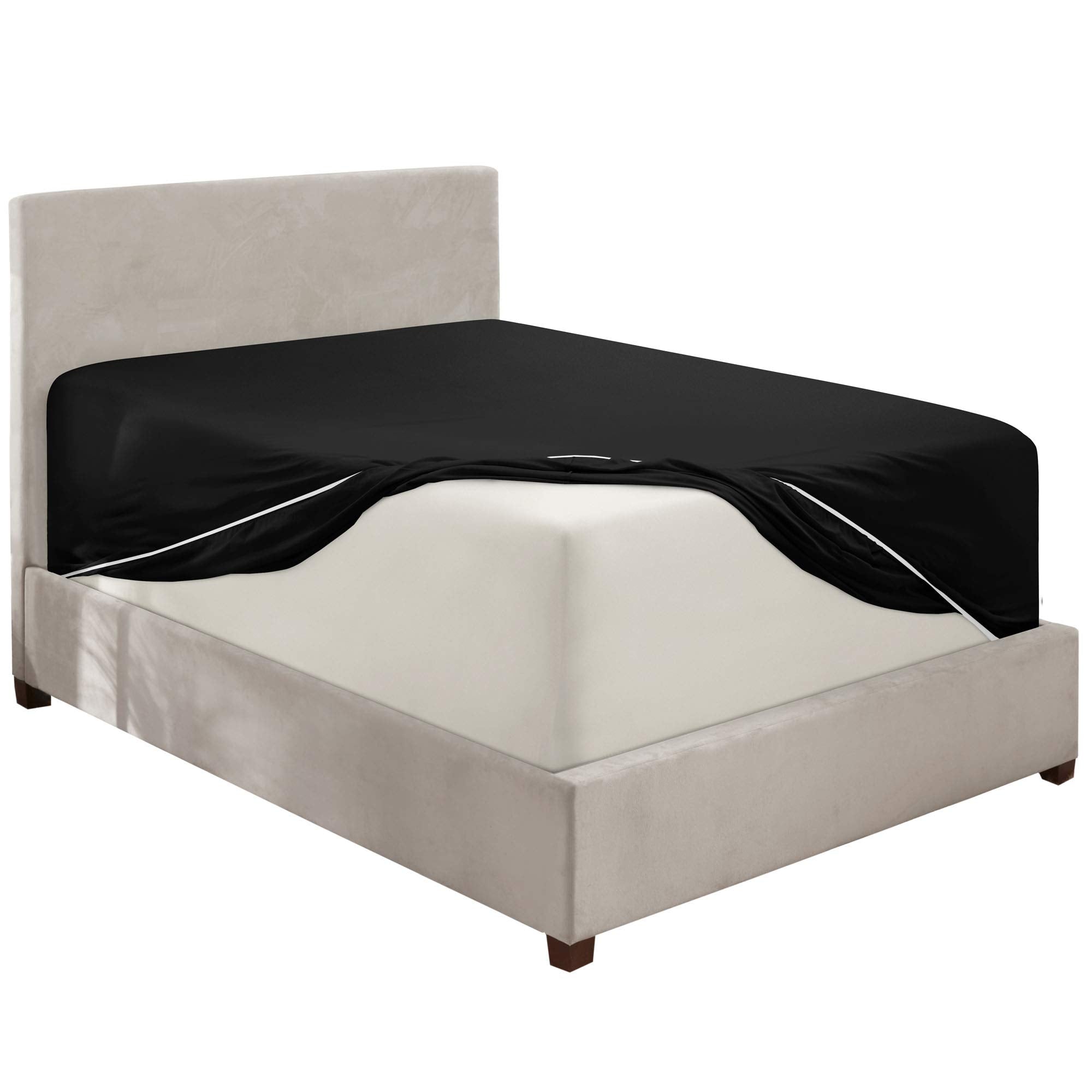 Nestl Extra Deep Pocket King Fitted Sheet, Black Fitted Sheet King Size, 1800 Microfiber King Fitted Sheet Only, Ultra Soft King Bed Fitted Sheet Fits Up To 24 Inch Mattress - King Size Fitted Sheets