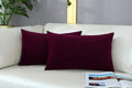 Mixeoo Comfy Burgundy Red Throw Pillow Covers Decorative Lumbar Solid Rectangle Thick Velvet Super Soft Cushion Cases Home Decor