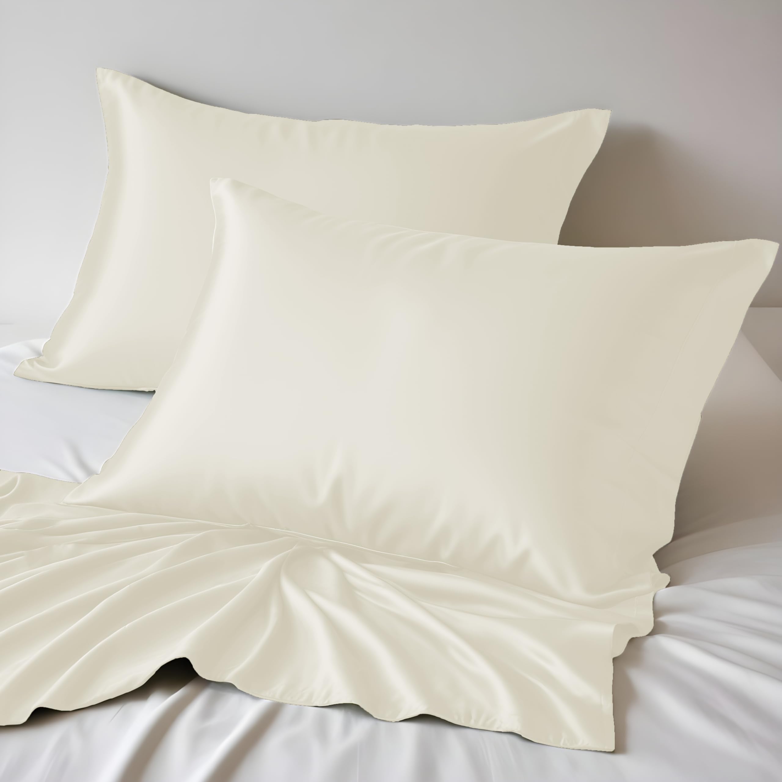 Linenwalas Rayon Derived From Bamboo Silk Pillow Cases Set Of 2, Soft Breathable Pillowcase, Hotel Luxury Cooling Pillow Covers