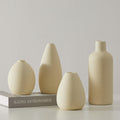 CEMABT Beige Ceramic Vase Set - 4 Small Vases for Flowers, Unique Flower Vases for Centerpieces, Decorative Modern Vases for Hom