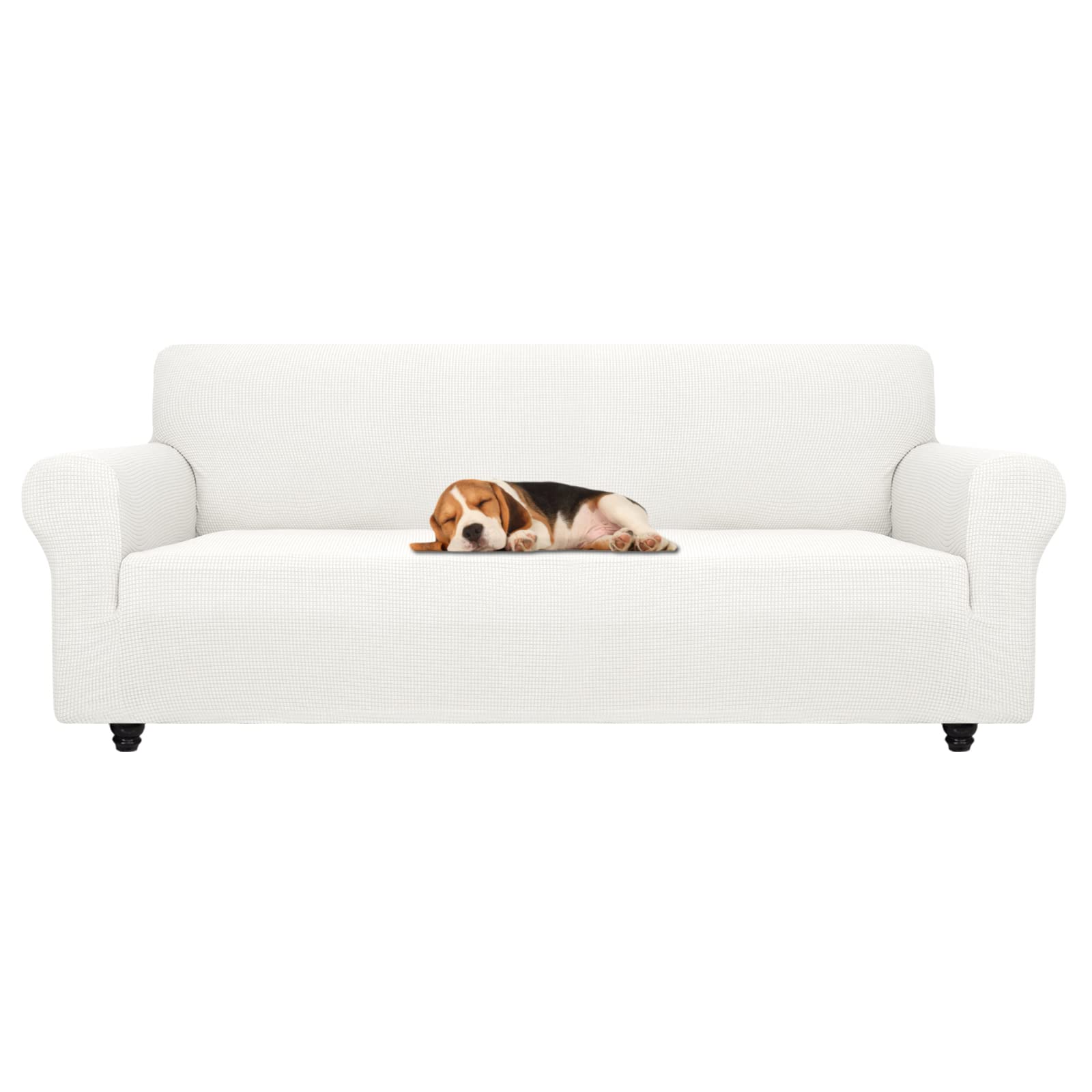 Znsayotx Stretch Oversized Couch Cover Universal Sofa Covers For Living Room Dogs Pet Furniture Protector Spandex Extra Large Sofa Slipcovers With Anti Slip Foam Sticks (White, Xl Sofa)