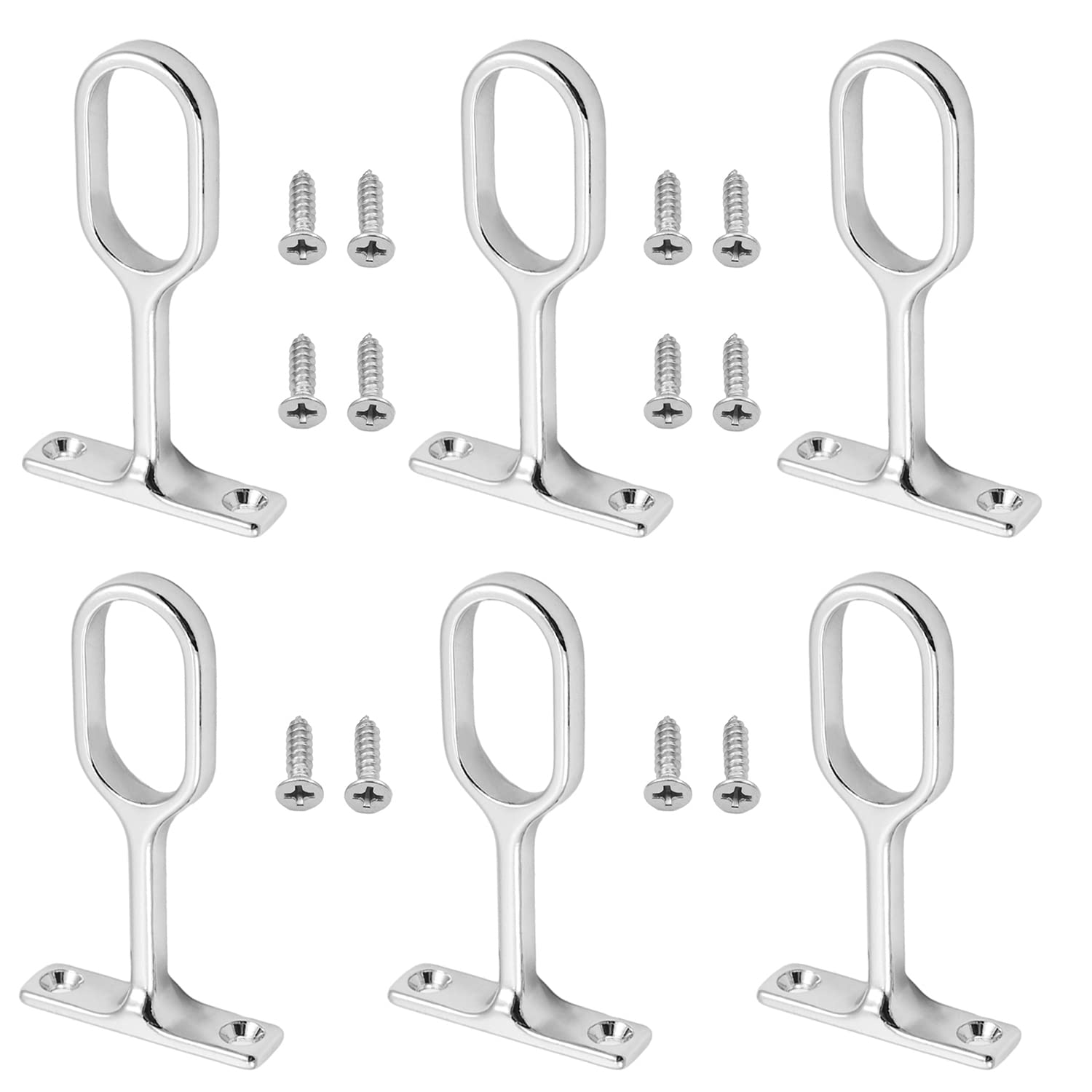 MroMax 10Pcs 0.63' x 1.18'(WxL) Oval Closet Rod Support Zinc Alloy Middle Mounting Bracket with Installation Screws Electropla