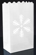 CleverDelights White Luminary Bags - 20 Count - Snowflake Design - Christmas Holiday Luminaria