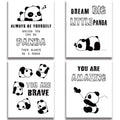Inspirational Panda Wall Art Prints, Unframed Adorable Panda Motivational Words Wall Art, Set of 4(8x10)Dream Big Little Panda P