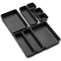 Npb Store Plastic Set Of 8 (Dark Grey) Interlocking Drawer Organizer For Cutlery & Desk Storage Set, Divider Or Separator Trays 