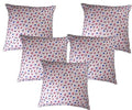 BeliveMe Cotton White Printed Flowers Cushion Covers 16X16 Inches Set Of 5