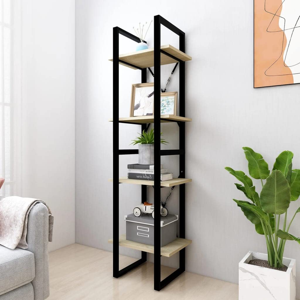 vidaXL 4-Tier Book Cabinet Sonoma Oak 15.7"x11.8"x55.1" Chipboard