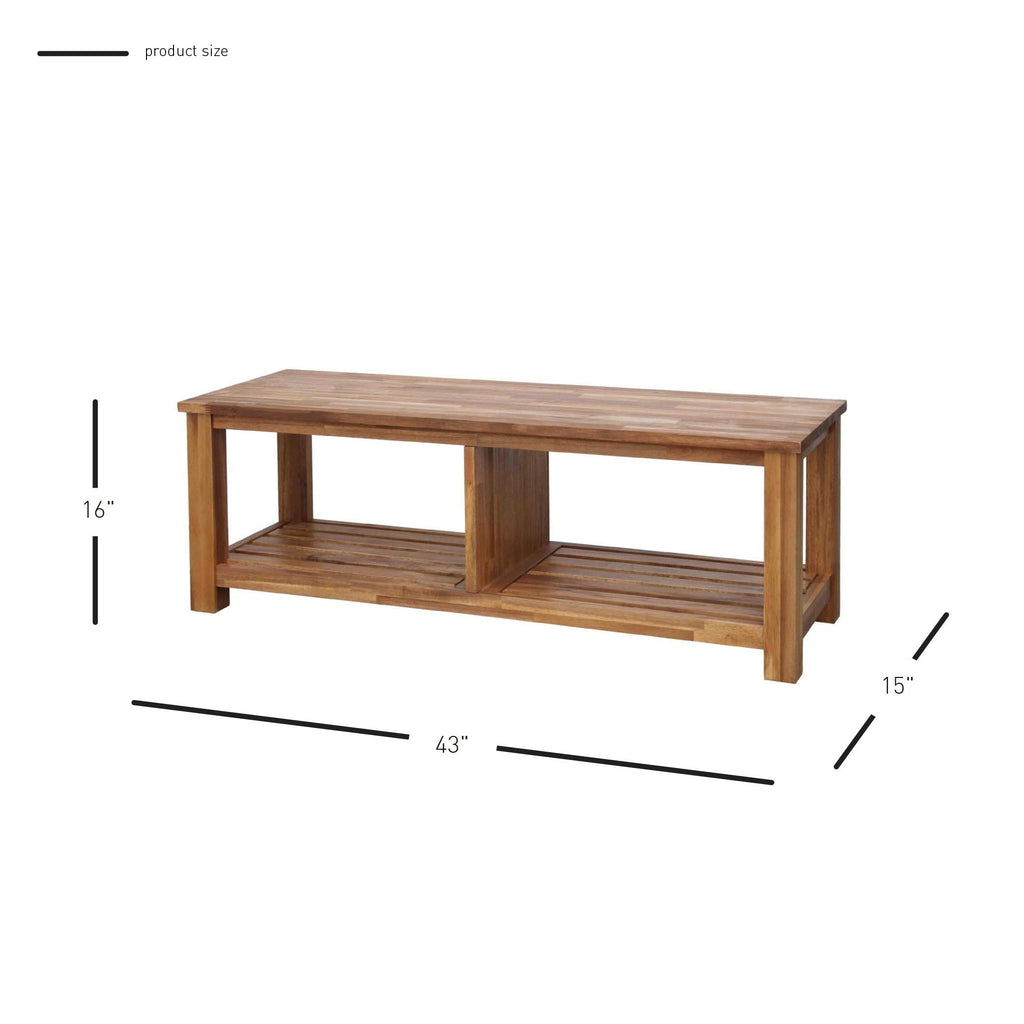 New Pacific Direct Tiburon Tv Bench ,Solid Acacia Wood,Amber Brown
