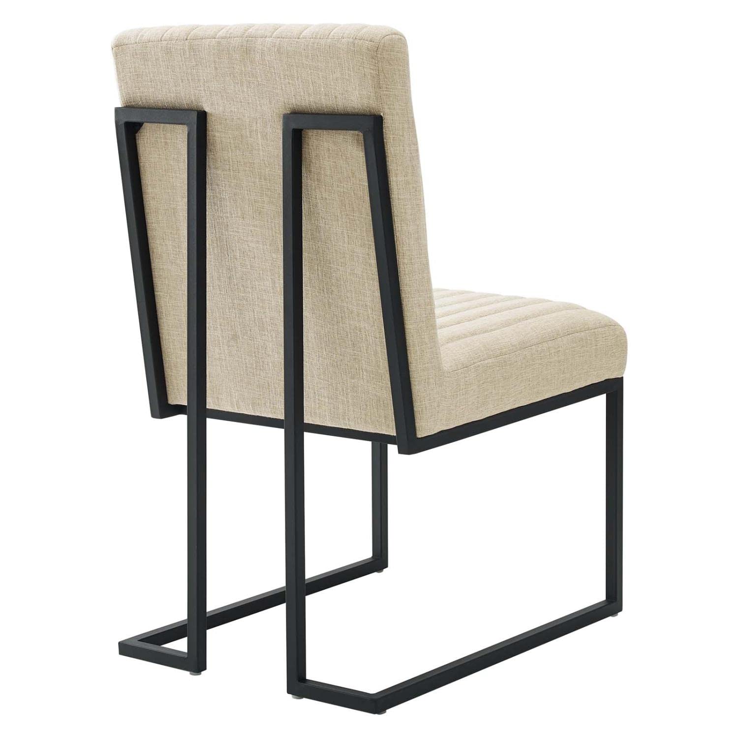 Modway Indulge Channel Tufted Fabric Dining Chair, Beige