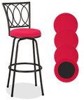 Deisy Dee 4Pcs Round Bar Stool Seat Covers Stretch Round Chair Covers For 13-16 Inch Stool Chair (Red)