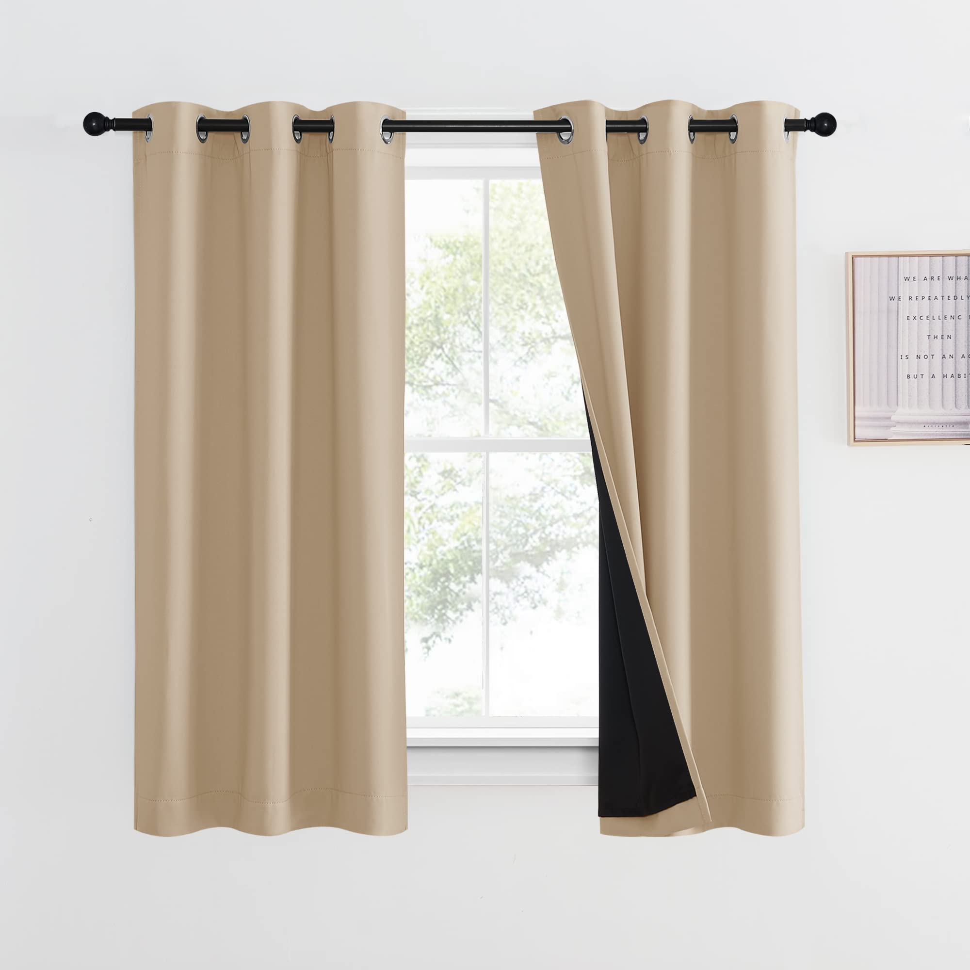 Nicetown Warm Curtains For Winter, Bedroom Full Blackout Curtain Panel, Great Job For Blocking Light, Complete Blackout Drapery
