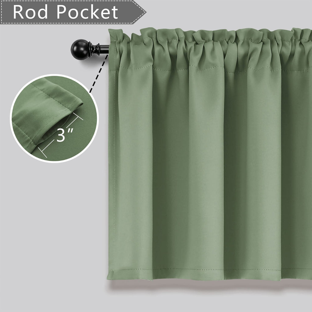 Sage Green Bathroom Curtains Window Valance Room Darkening Blackout Valances For Kitchen Living Room Bedroom 52 X 18 Inch Length