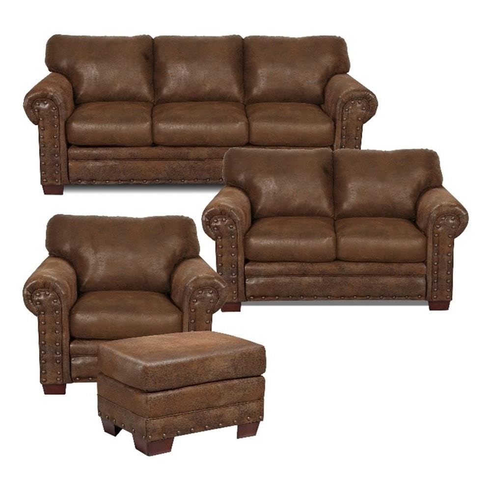 American Furniture Classics Model Buckskin 4-Piece Set sleeper group, Pinto Brown