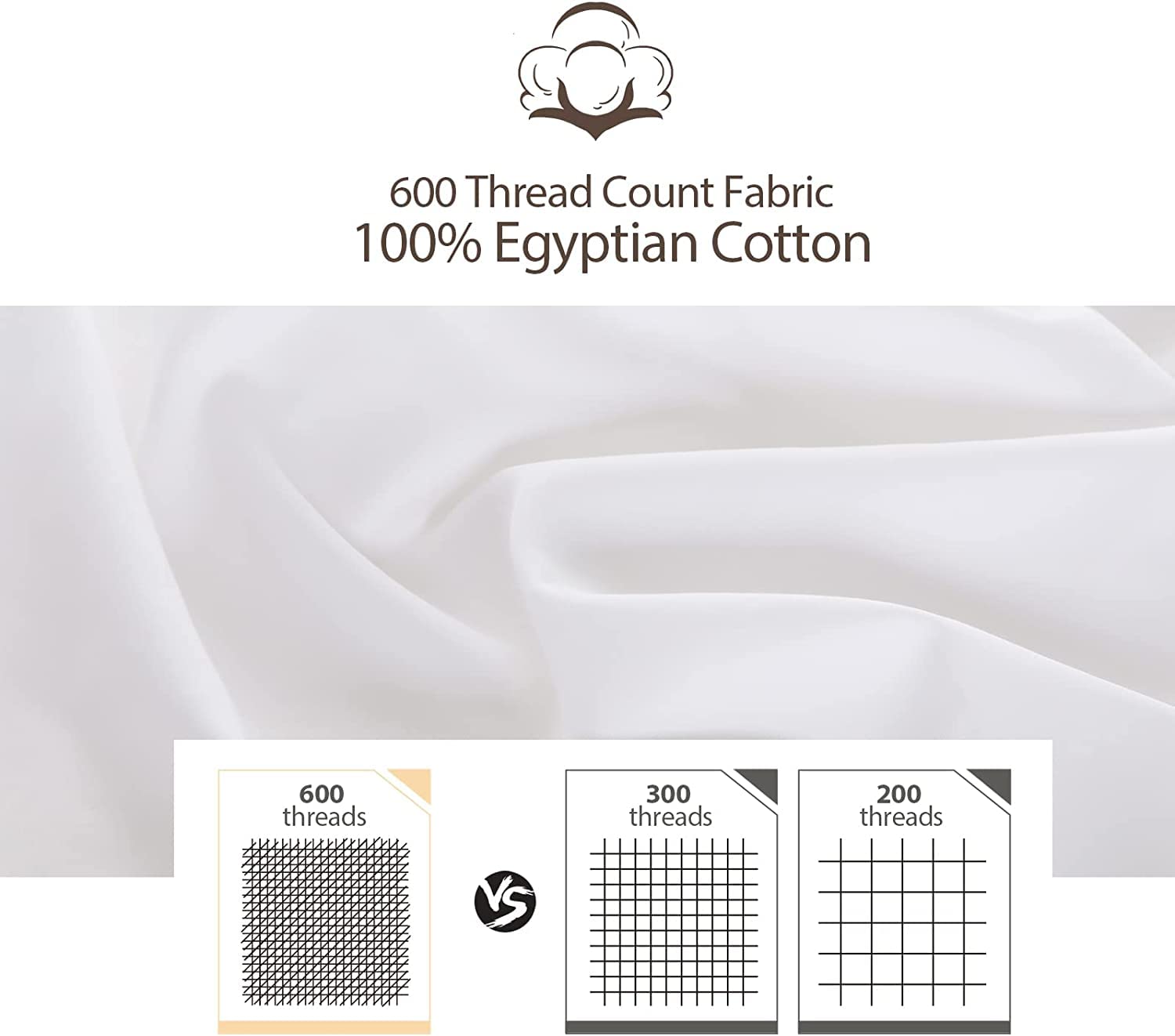 100% Egyptian Cotton Pillow Protectors Set Of 4, 600 Thread Count Standard Size Bed Pillow Cases With Zipper, Cooling Pillow Cas