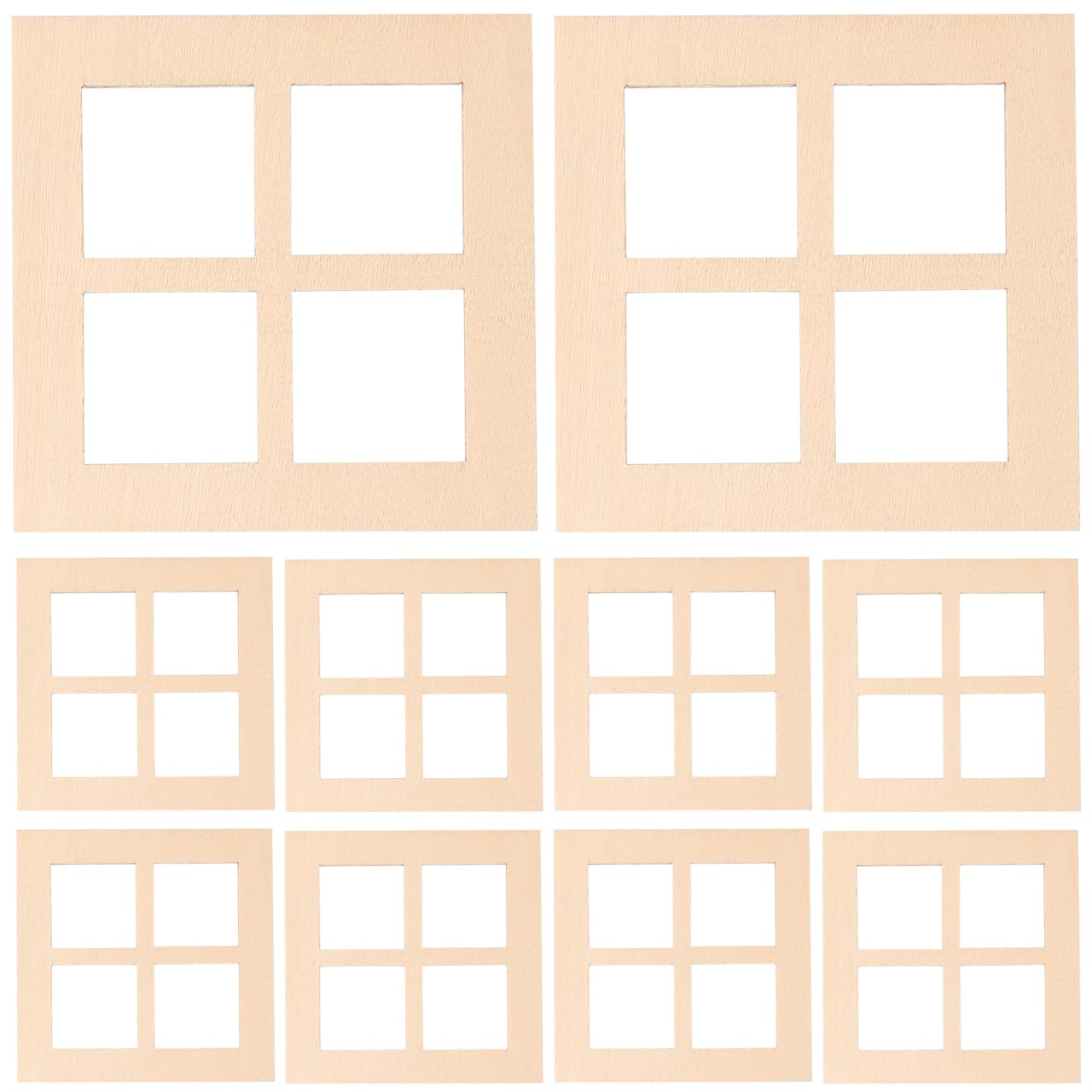 DOITOOL Dollhouse Wooden Windows 10PCS Square Miniature Window Frame Dollhouse Furniture Mini Window Tiny Wooden Window Models D