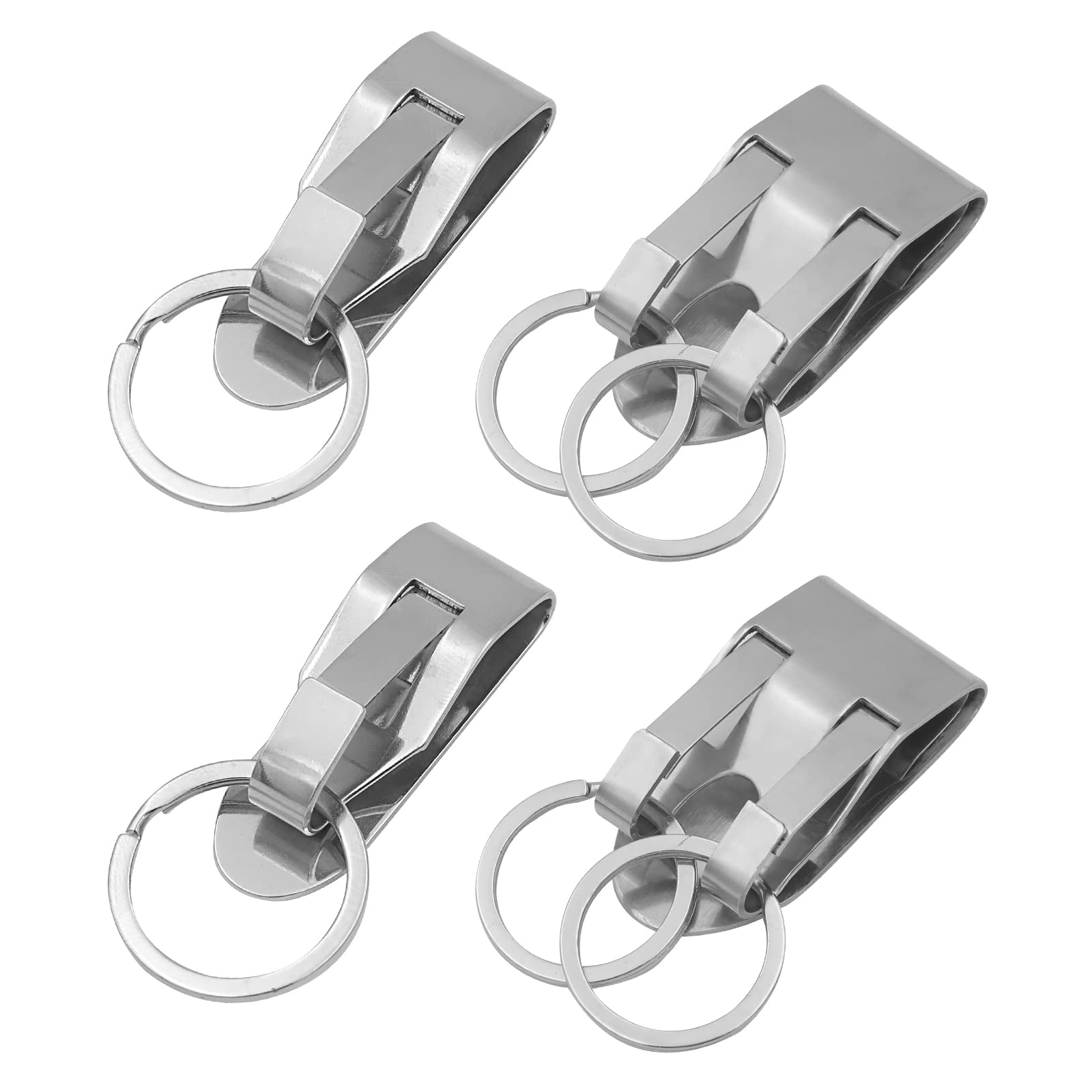 Jwodo 4 Pcs Belt Key Holder Clips, Stainless Steel Security Belt Clip Keychain, Quick Release Clip-On Holder With Detachable Key