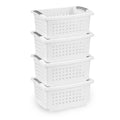 Sterilite Small Stacking Basket Plastic Storage Organizer, White, 4Pack