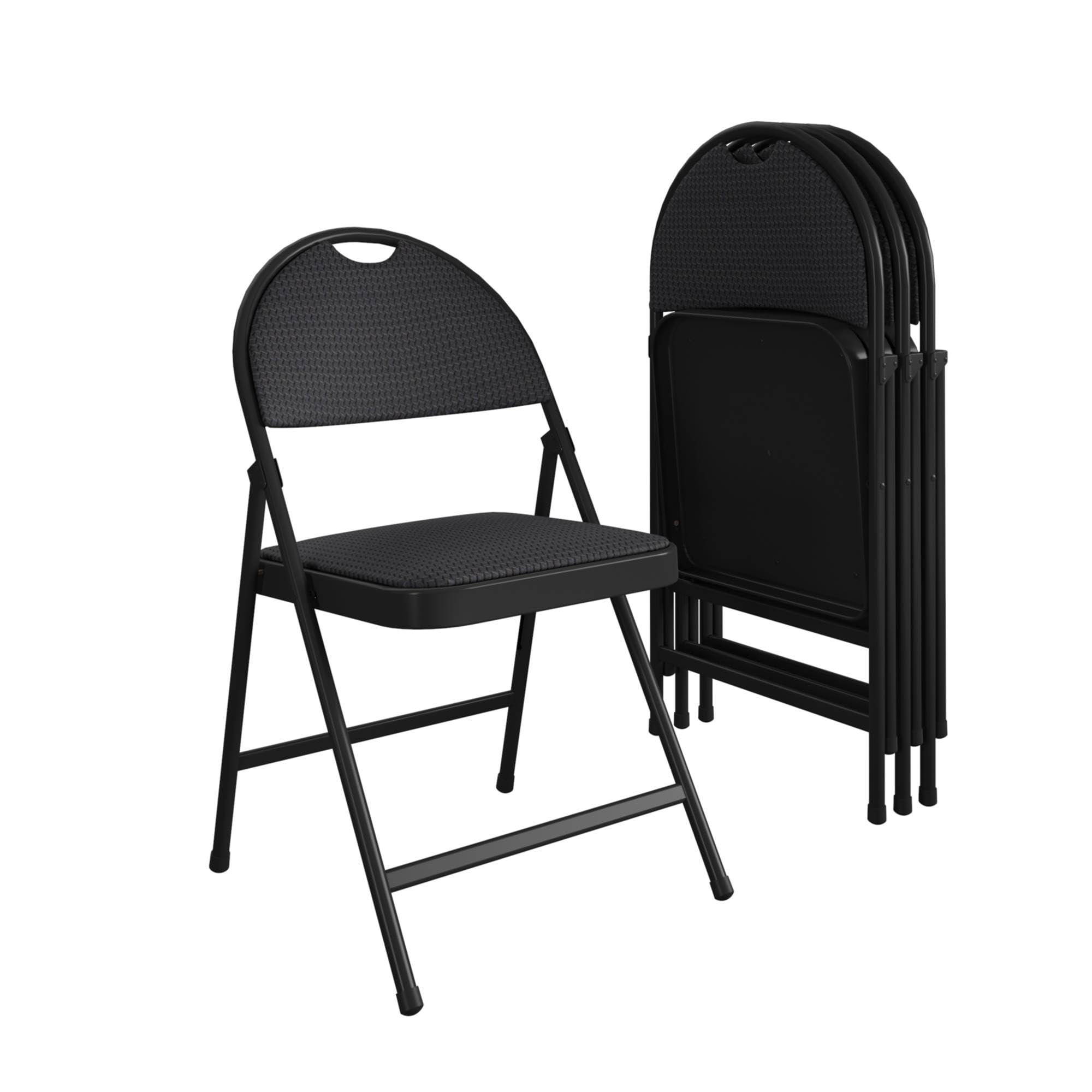 Cosco Commercial Xl Smartfold Fabric Padded Chair, 4-Pack, Black