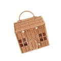 HouseShaped Wicker Basket with Lid,Wicker Suitcase Decorative House Rattan Basket with Handle Food Storage Box For Picnics and 