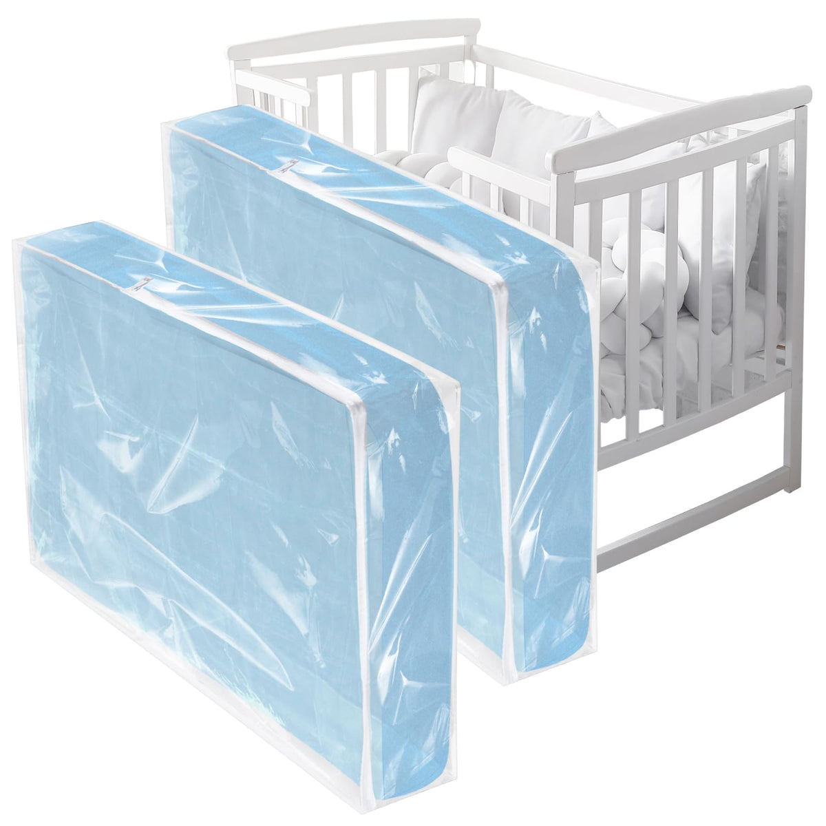 Colingmill 2 Pcs Crib Mattress Storage Bag, 4+ Mil Clear Waterproof Plastic
