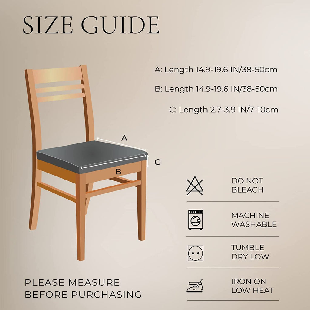 Searchi Stretch Dining Chair Seat Covers Set Of 4, Soft Removable Washable Seat Covers For Dining Chairs, Dining Room Seat Cover Slipcover Protector (Rear-Covered, Beige Stripe)