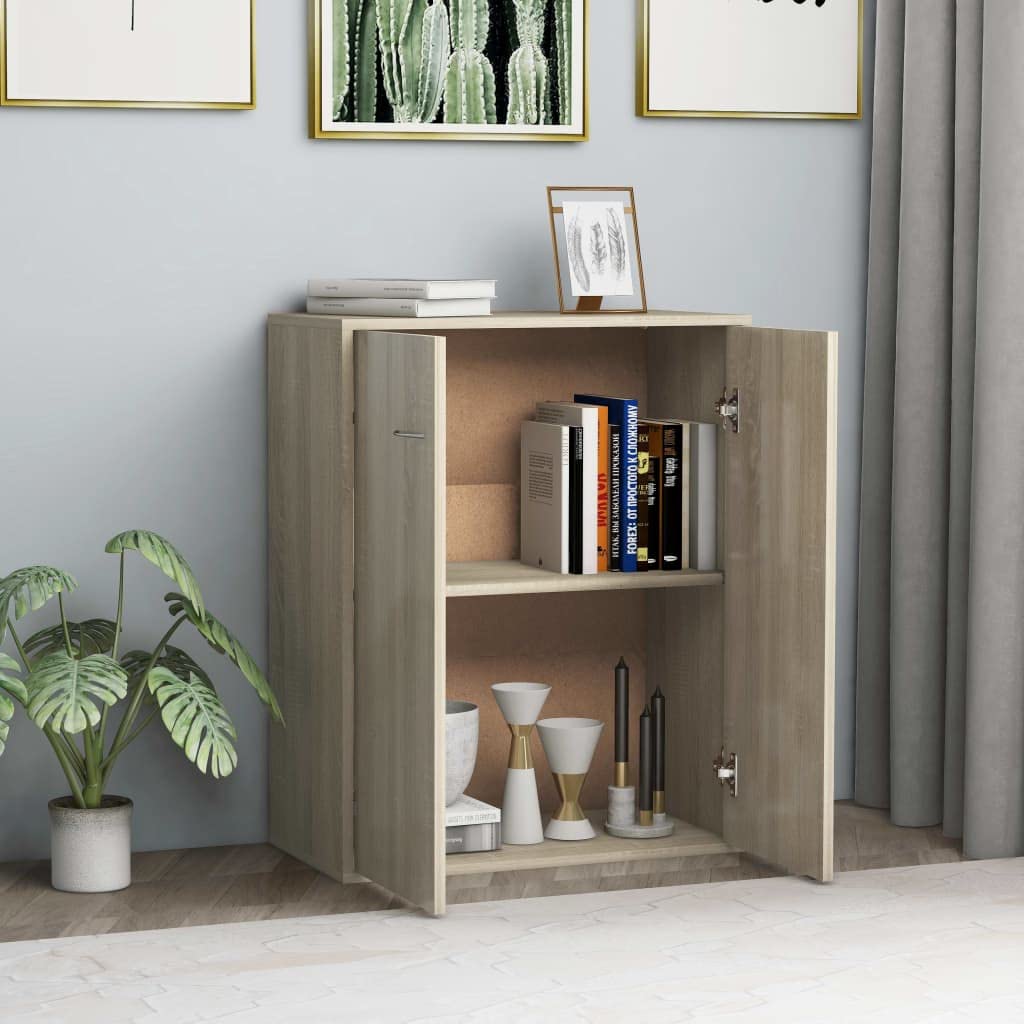 vidaXL Sideboard with Doors Modern Home Indoor Living Room Bedroom Storage Cabinet Side Chest Sideboard Furniture Sonoma Oak Engineered Wood