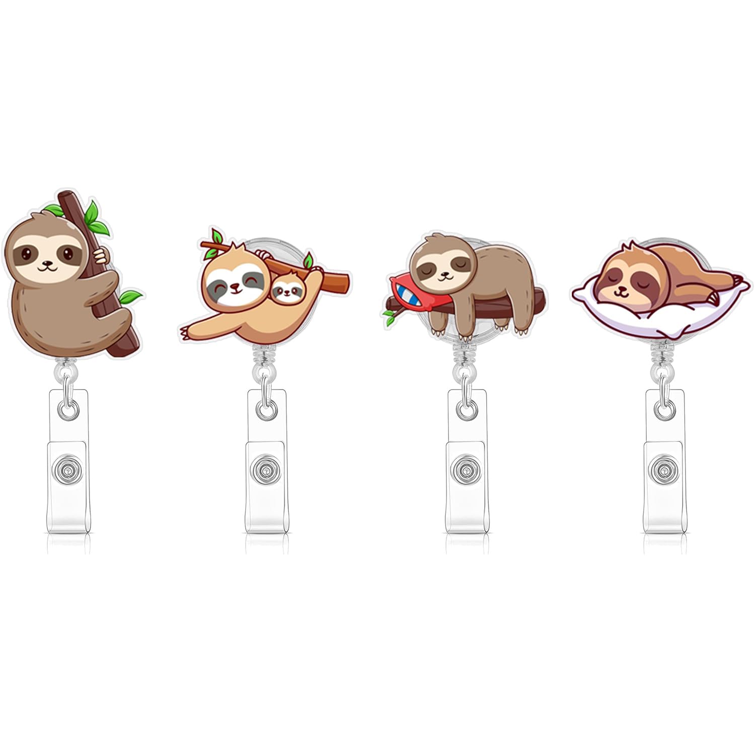 Cute Sloth Badge Holder Reel Holder,Funny Badge Reel, Work Badge Holder Retractable Clip, Id Badge Reels Clip Card Holder For Of