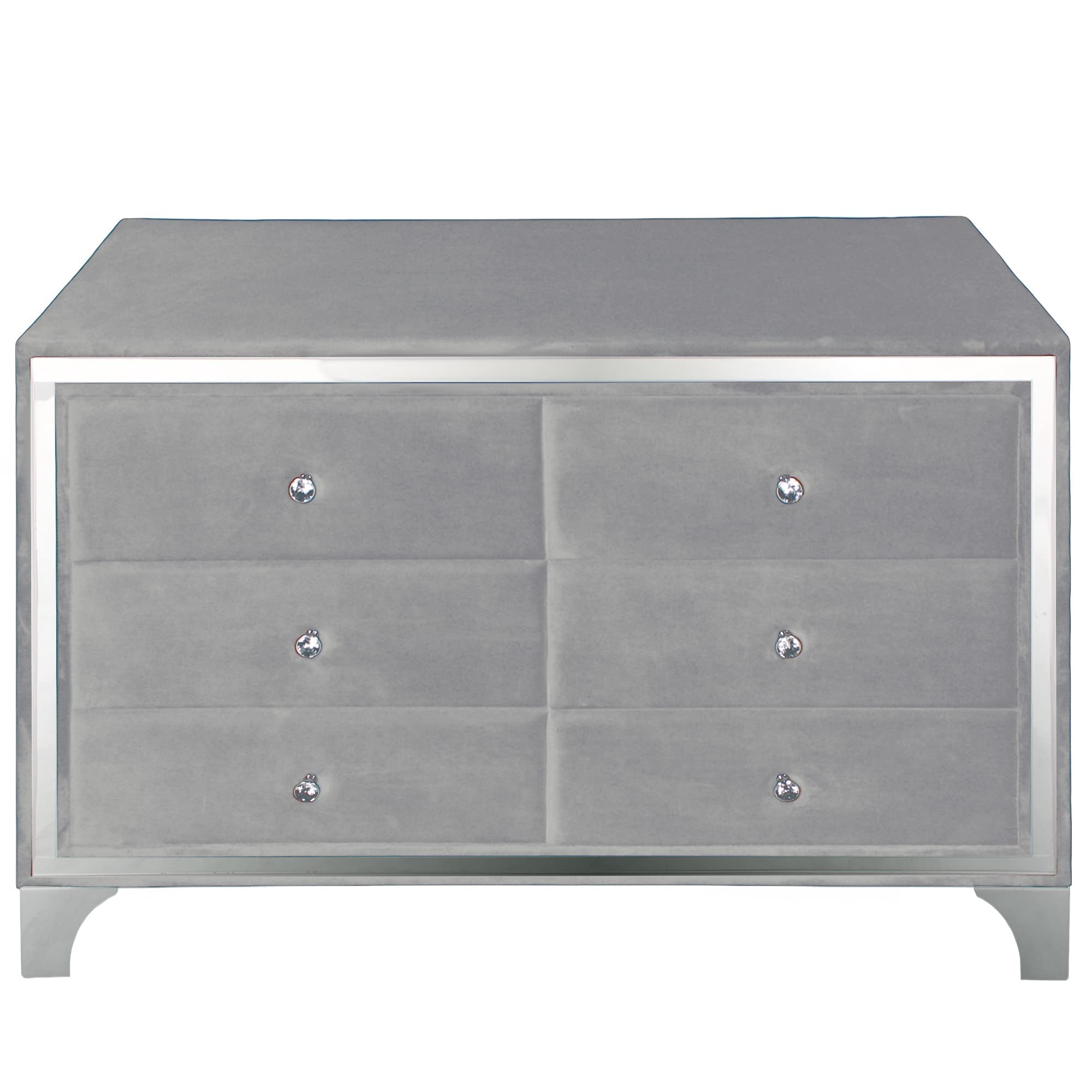 Better Home Products Monica Velvet Upholstered Double Dresser in Gray