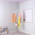 BAOYOUNI Telescopic Laundry Tension Pole Corner Clothes Hanging Drying Rack Floor to Ceiling Jacket Coat Hanger Garment Storage 