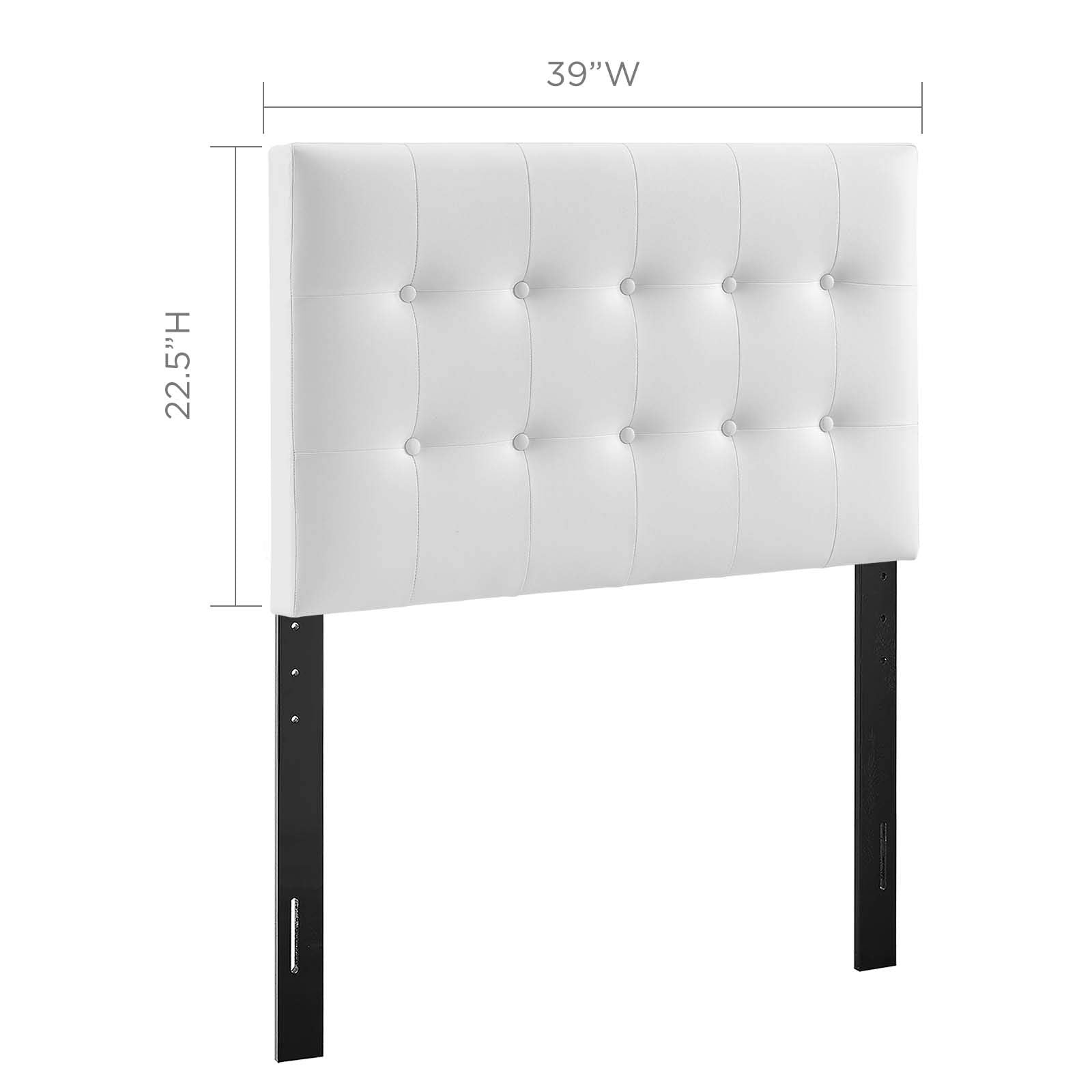 Modway Emily Tufted Button Faux Leather Upholstered Twin Headboard In White