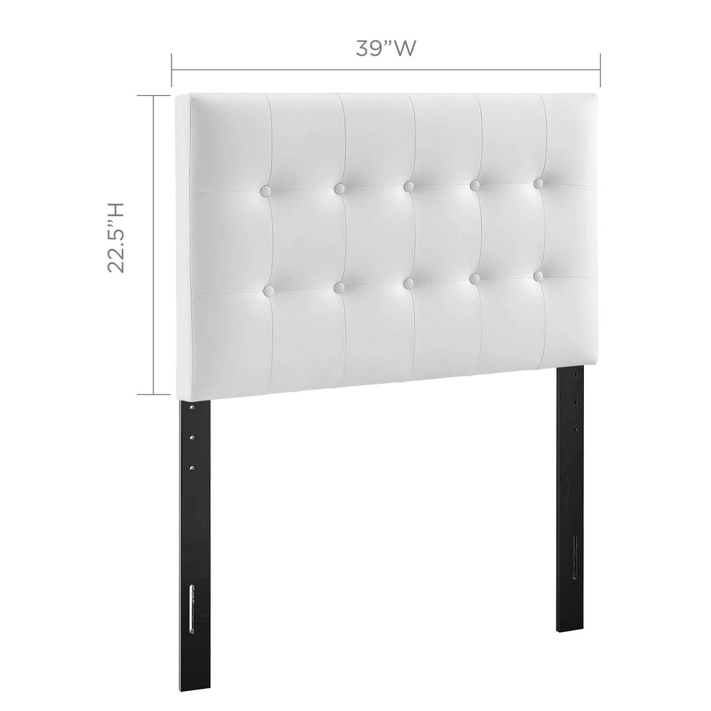 Modway Emily Tufted Button Faux Leather Upholstered Twin Headboard In White