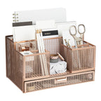 Blu Monaco Office Rose Gold Desk Organizer And Accessories With Sticky Note And File Holder - Desk Accessories And Workspace Org