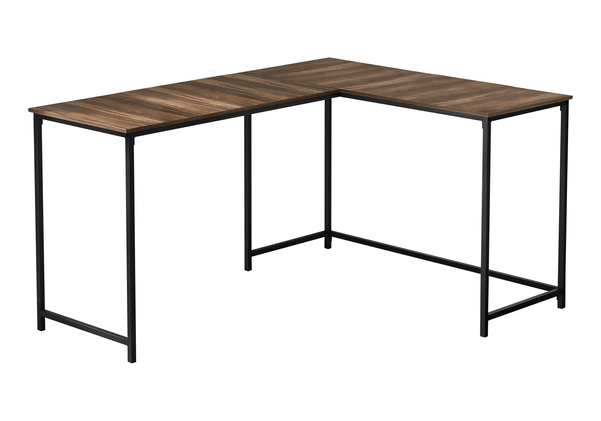 Monarch Specialties I 7391 Computer Desk, Home Office, Corner, 58' L, L Shape, Work, Laptop, Metal, Laminate, Brown, Black, Contemporary, Modern
