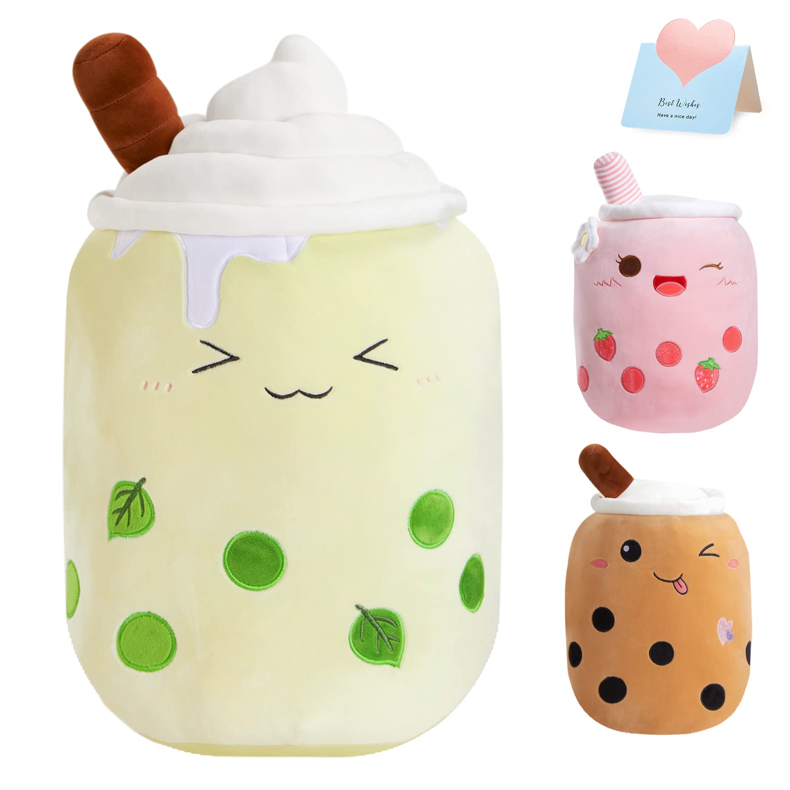 Athoinsu Green Matcha Milky Tea Plush Pillow 20' Giant Kawaii Stuffed Bubble Animal Toy Birthday Christmas Holiday Valentines G