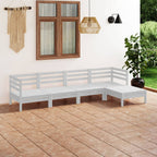 vidaXL Solid Pinewood Patio Lounge Set 5 Piece Garden Outdoor Terrance Backyard Furniture Set Wooden Lounge Sofa Seating Chair Seat White