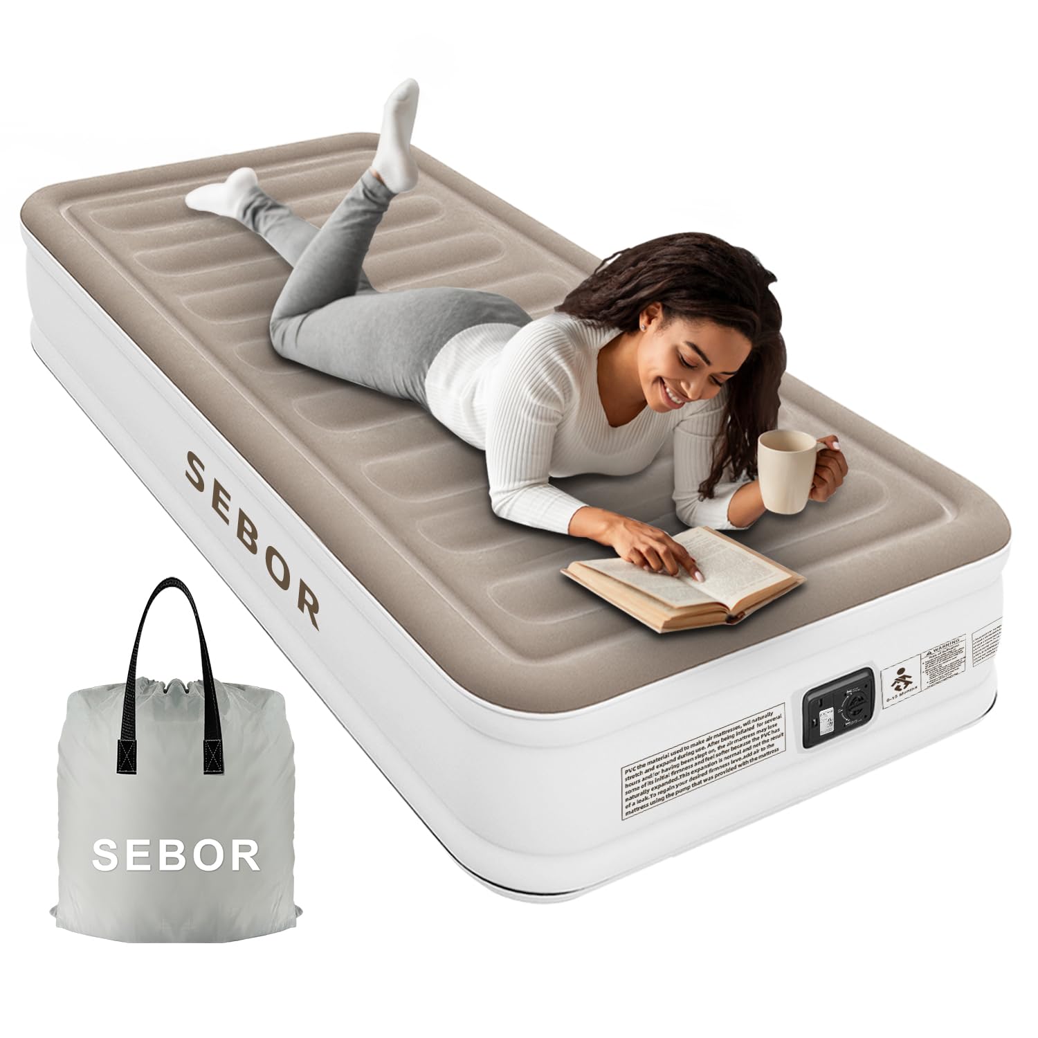 Sebor Luxury X-Long Twin Air Mattress With Built In Pump,Suit For Home & Guests,Travel Air Mattress Twin Xl For Adults,Inflatabl