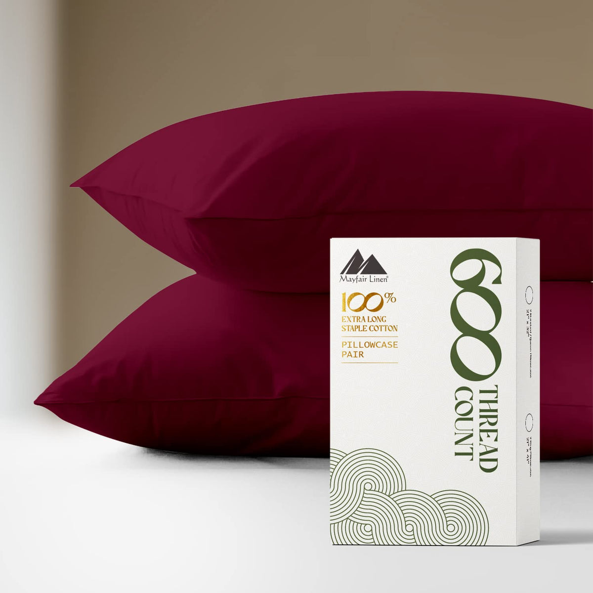 Mayfair Linen King Size Pillow Cases Set Of 2-100% Pure Cotton Pillowcases, 600 Thread Count Egyptian Cotton Quality, Soft, Brea